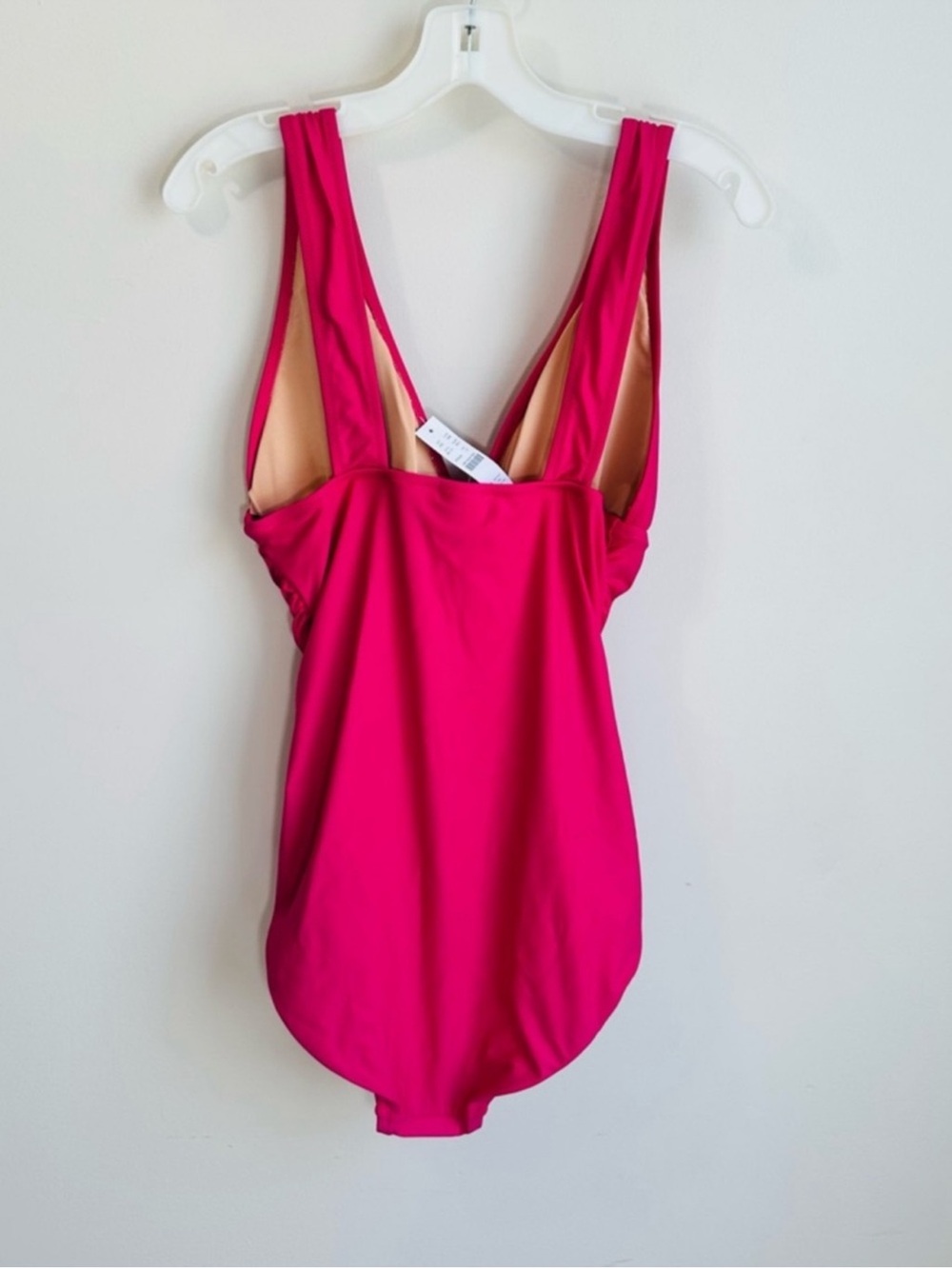 NWT J. Crew V-Neck Ruched One Piece Swimsuit in Radiant Fuchsia Size 6 - Picture 6 of 16